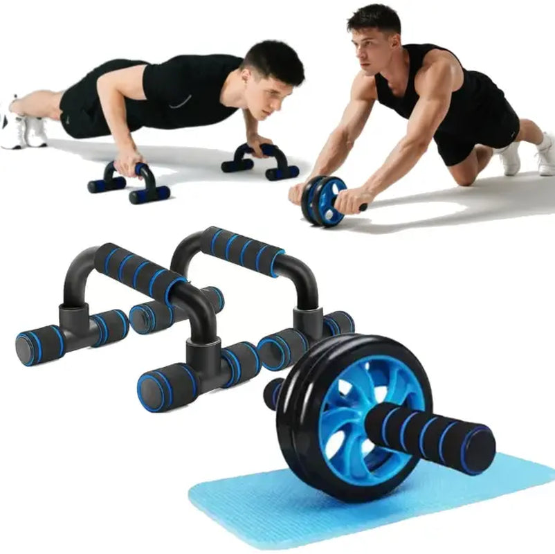 Premium Fitness Tool Set - Ab Roller Wheel and Push-Up Bar with Cushioned Foam Grip, Non-Slip Design, Core Strength Trainer - Perfect for Adult Fitness Training