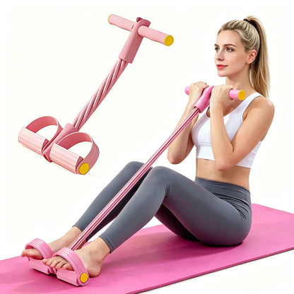 Enhanced 6-Tube Foot Pedal Resistance Trainer with Elastic Pull Rope for Core, Glute, and Arm Strengthening