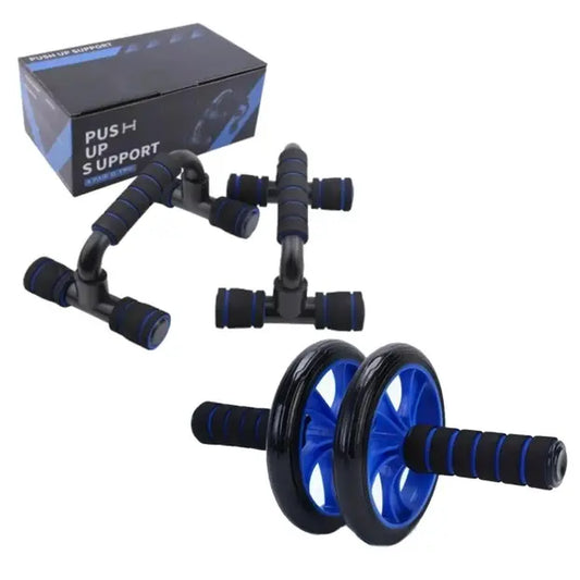 Premium Fitness Tool Set - Ab Roller Wheel and Push-Up Bar with Cushioned Foam Grip, Non-Slip Design, Core Strength Trainer - Perfect for Adult Fitness Training