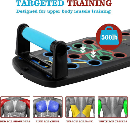 Multi-Functional Push-Up Board with Resistance Bands - Versatile Home Gym Equipment for Strength Training and Muscle Building