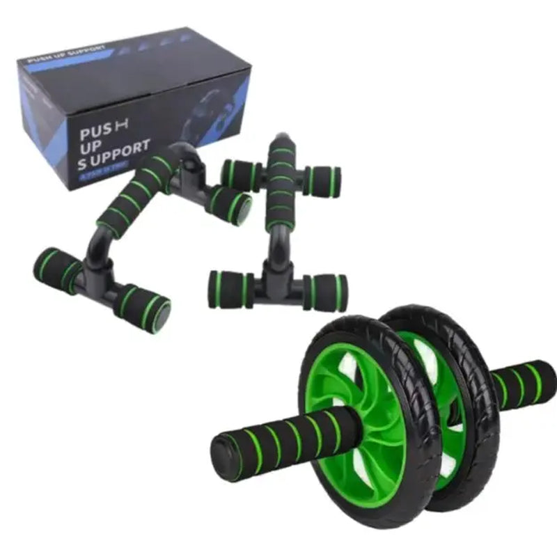 Premium Fitness Tool Set - Ab Roller Wheel and Push-Up Bar with Cushioned Foam Grip, Non-Slip Design, Core Strength Trainer - Perfect for Adult Fitness Training