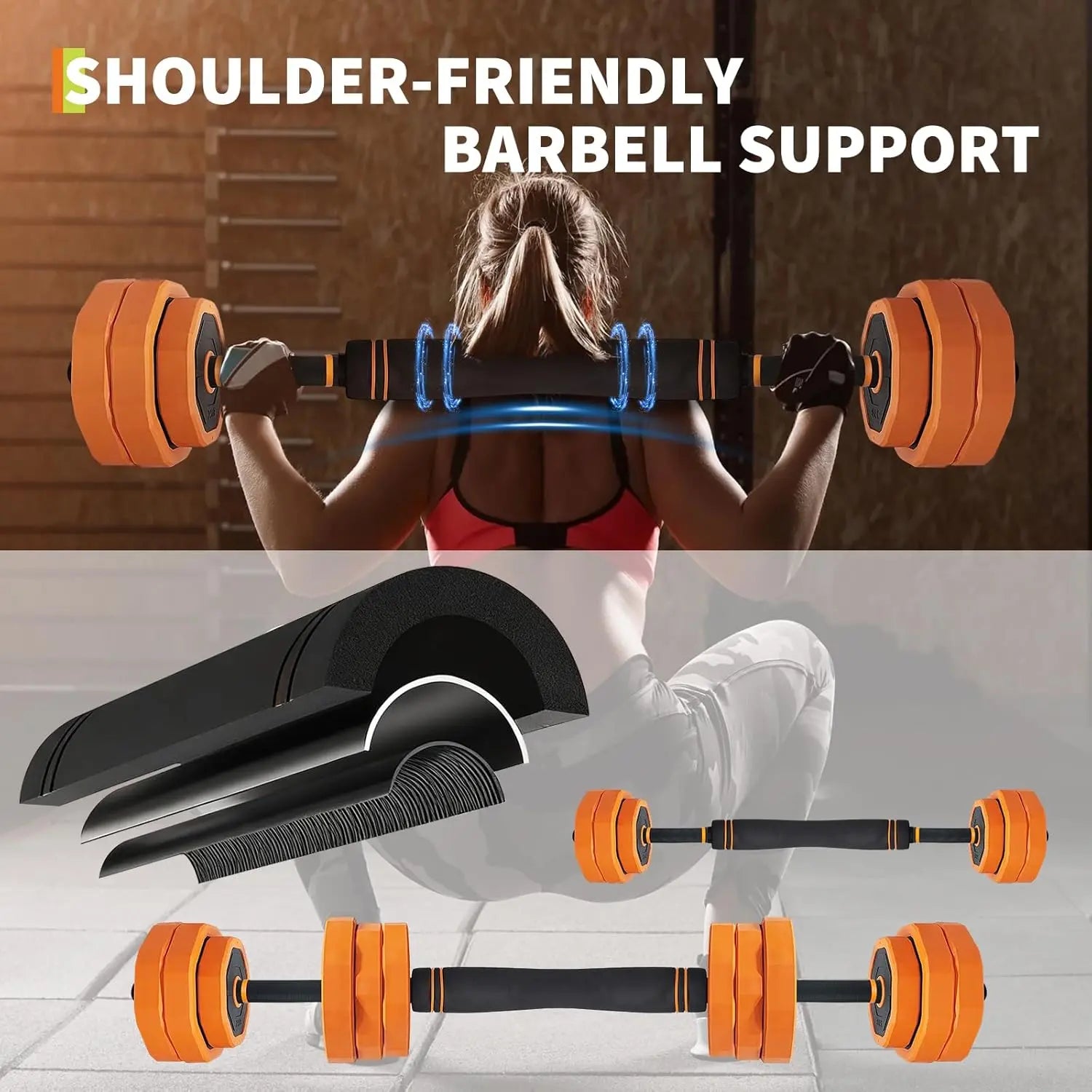 44LB 4-In-1 Adjustable Dumbbell Set - Versatile Home Gym Equipment for Men & Women, Converts to Barbell, Kettlebell, and Push-Up Stands, Space-Saving Design with PVC Coating