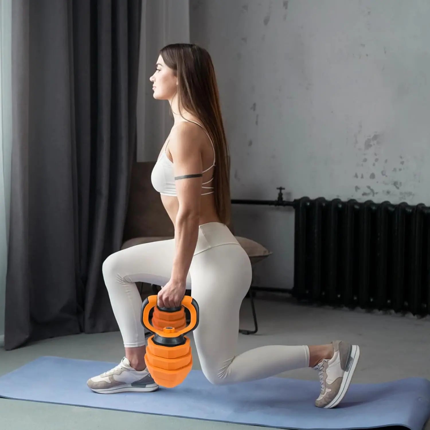 44LB 4-In-1 Adjustable Dumbbell Set - Versatile Home Gym Equipment for Men & Women, Converts to Barbell, Kettlebell, and Push-Up Stands, Space-Saving Design with PVC Coating