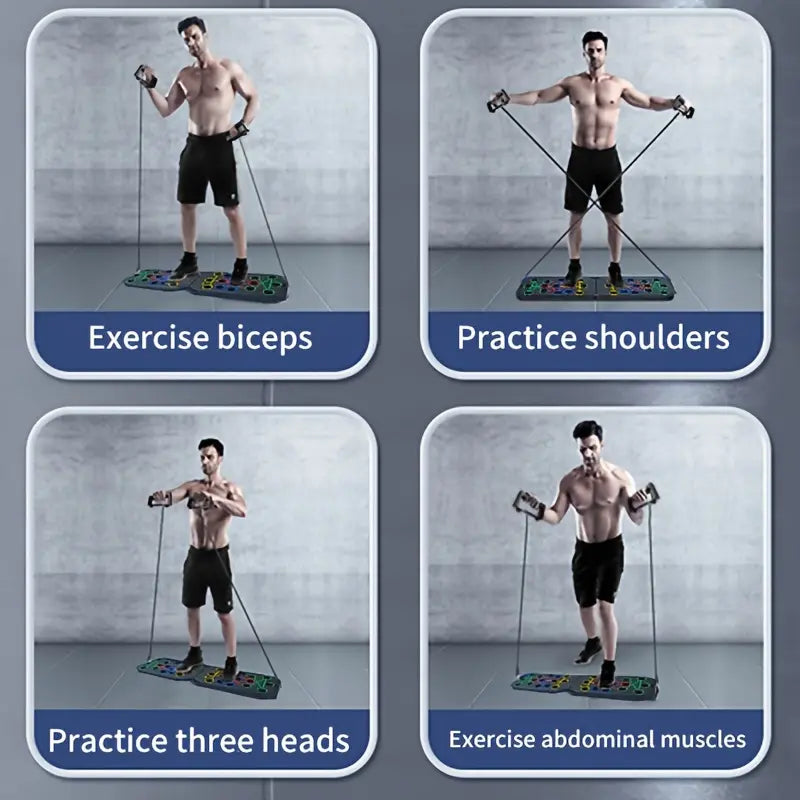 Multi-Functional Push-Up Board with Resistance Bands - Versatile Home Gym Equipment for Strength Training and Muscle Building