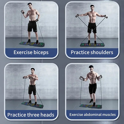 Multi-Functional Push-Up Board with Resistance Bands - Versatile Home Gym Equipment for Strength Training and Muscle Building