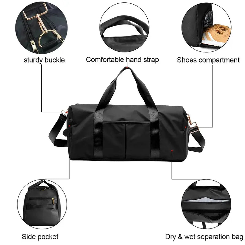 Professional Waterproof Gym Duffle Bag with Shoe Compartment - Dry and Wet Separation Sports Travel Bag for Men and Women, Ideal for Weekend Getaways and Workout Sessions