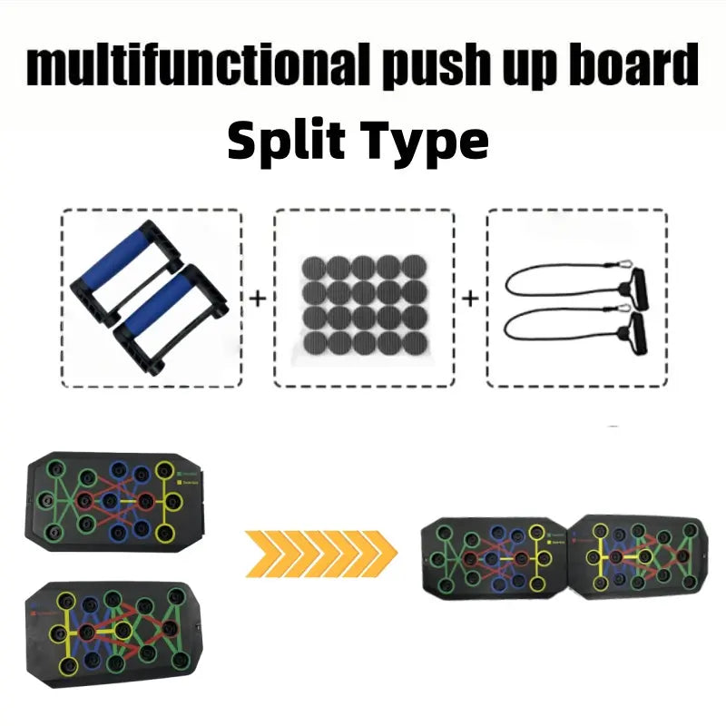 Multi-Functional Push-Up Board with Resistance Bands - Versatile Home Gym Equipment for Strength Training and Muscle Building