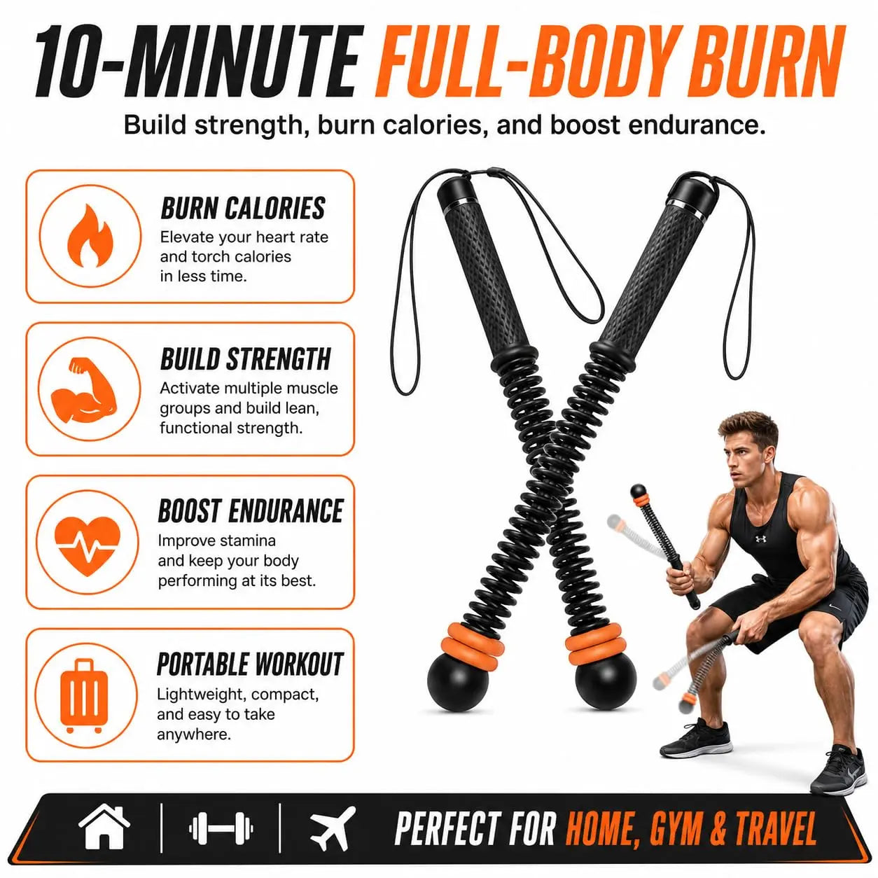 Norvexa Portable Weighted Cordless Battle Ropes for Home Gym Workouts and HIIT Training – Enhance Upper Body Strength for Men and Women