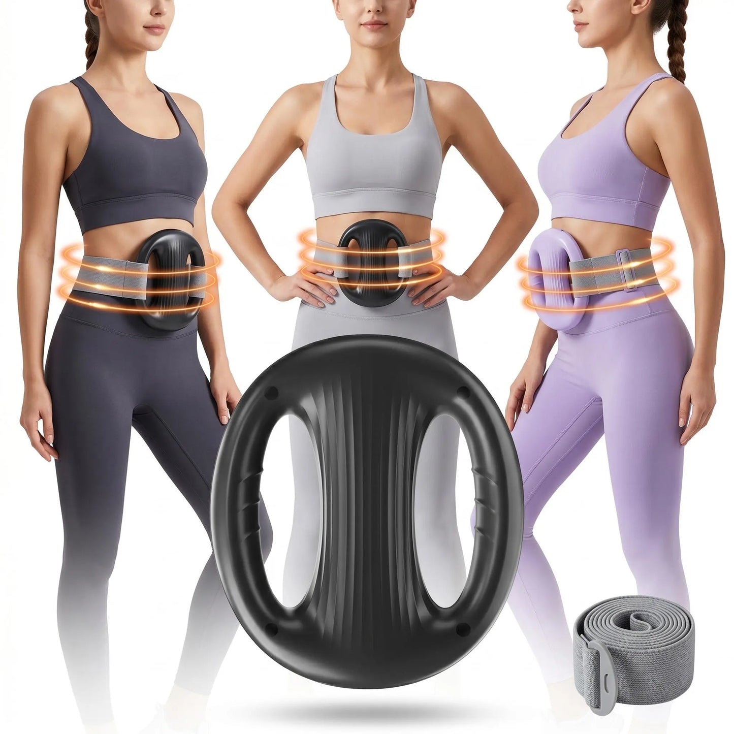YXD18 Mini Muscle Training Fascia Ring - 2026 Model with 12 Adjustable Modes and Enhanced Straps, Fits Waists up to 55 Inches for Effective Waist and Back Muscle Relaxation.