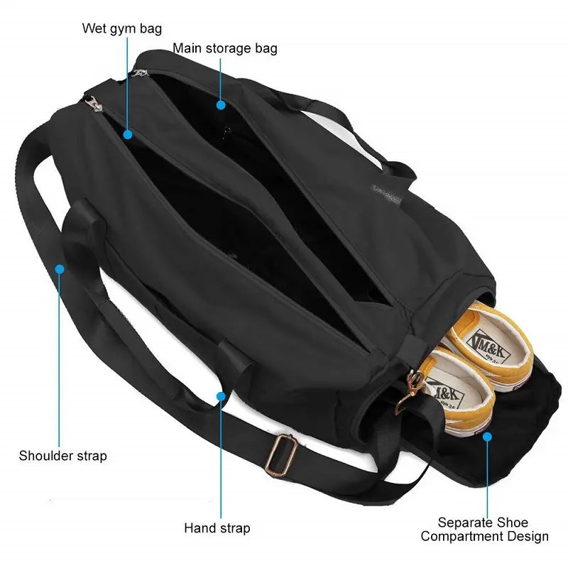 Professional Waterproof Gym Duffle Bag with Shoe Compartment - Dry and Wet Separation Sports Travel Bag for Men and Women, Ideal for Weekend Getaways and Workout Sessions
