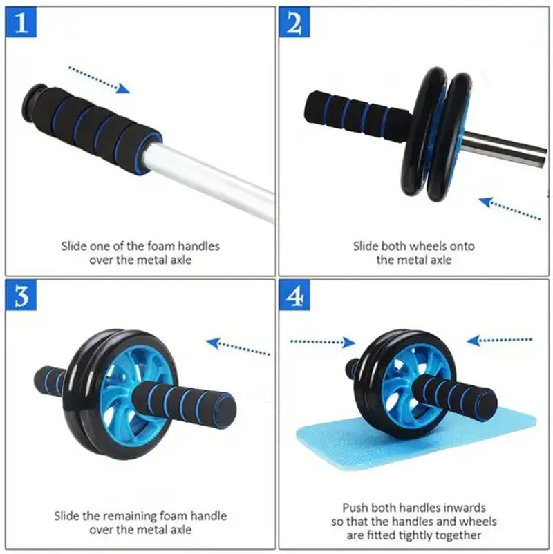 Premium Fitness Tool Set - Ab Roller Wheel and Push-Up Bar with Cushioned Foam Grip, Non-Slip Design, Core Strength Trainer - Perfect for Adult Fitness Training